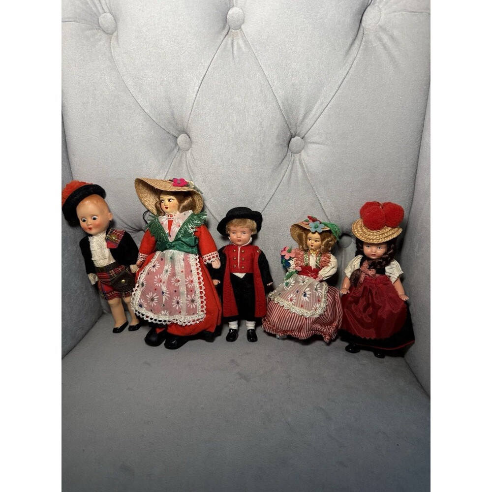 Vtg Folk Costume Dolls Lot of 5 | European Traditional Dress | Sleep Eyes Doll